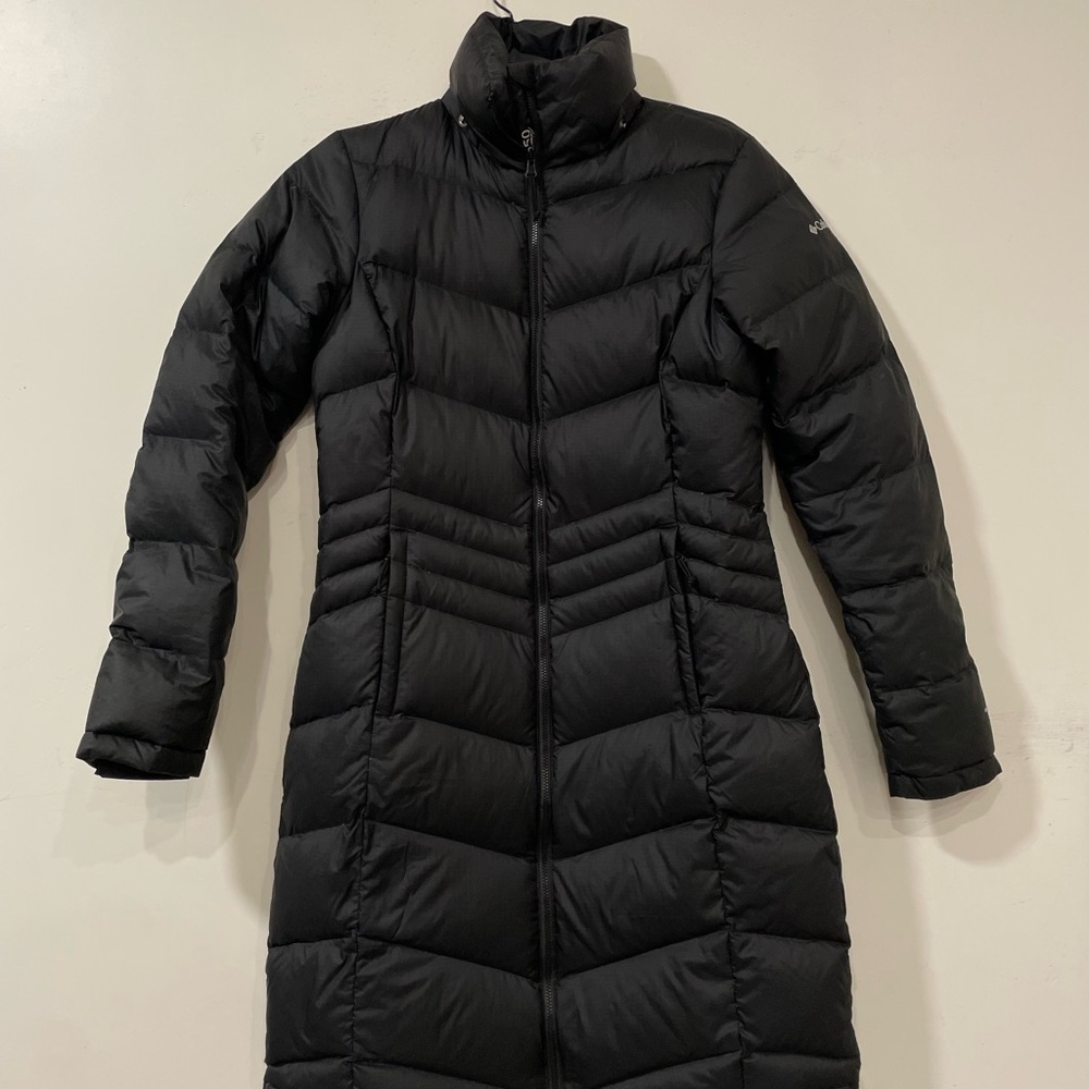 Columbia Down Coat Womens XS Omni Heat Parka Black Puffer 650 Full Zip